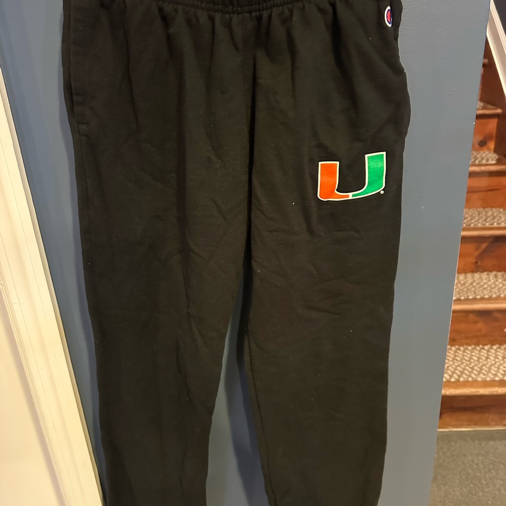 Kids black U Miami sweatpants
